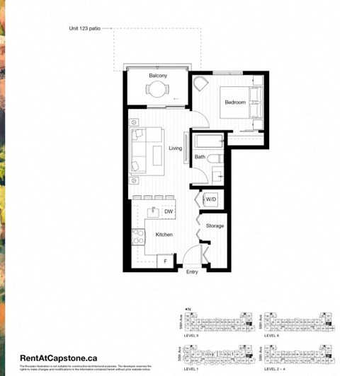 A floor plan for a unit at RentAtCapstone.ca.